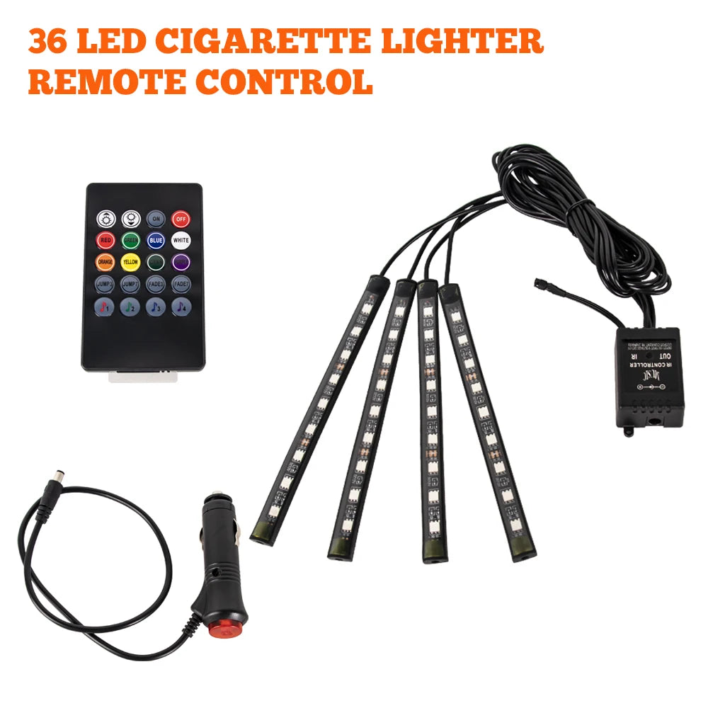 LED Car Foot Light Remote/Voice Control Ambient Lamp Auto Decoration