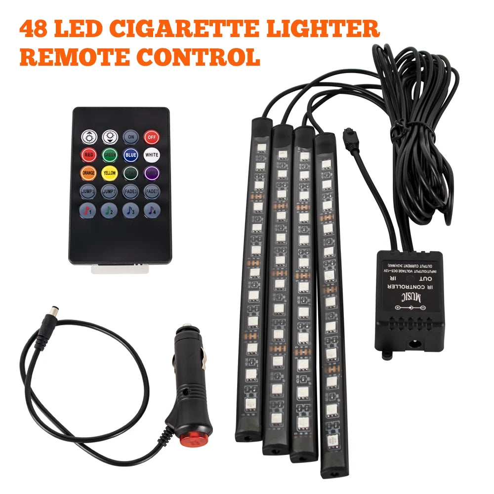 LED Car Foot Light Remote/Voice Control Ambient Lamp Auto Decoration
