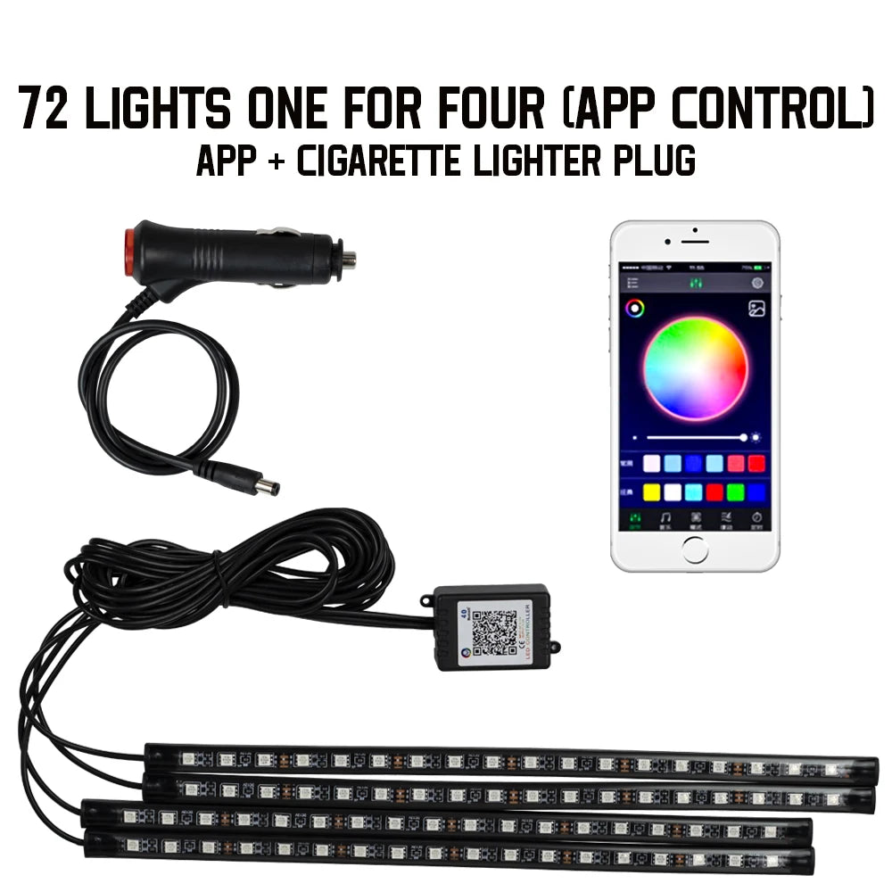 LED Car Foot Light Remote/Voice Control Ambient Lamp Auto Decoration