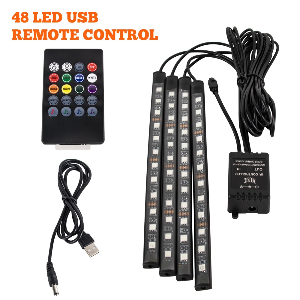 LED Car Foot Light Remote/Voice Control Ambient Lamp Auto Decoration