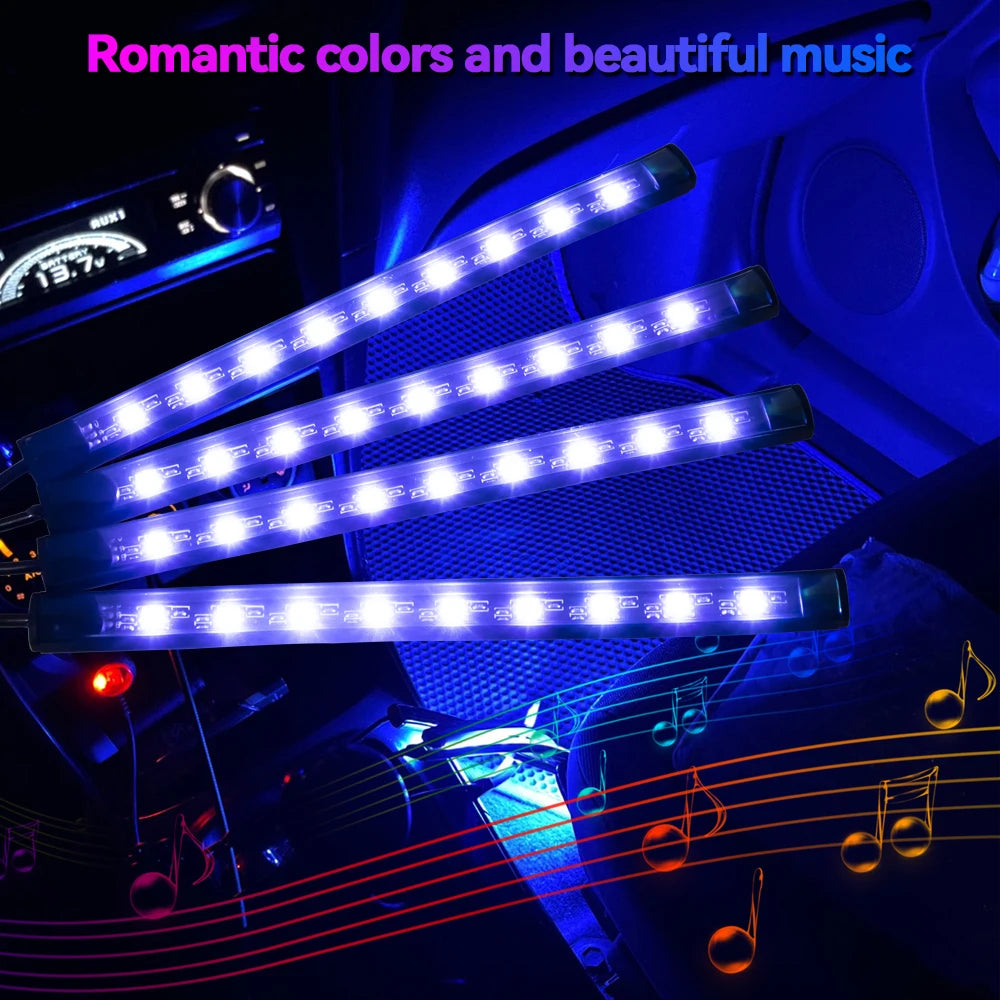 LED Car Foot Light Remote/Voice Control Ambient Lamp Auto Decoration