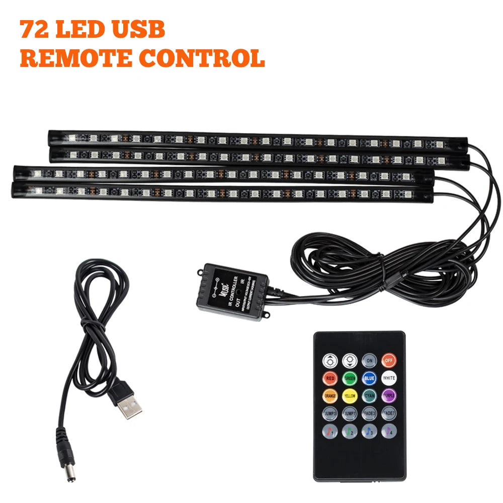 LED Car Foot Light Remote/Voice Control Ambient Lamp Auto Decoration